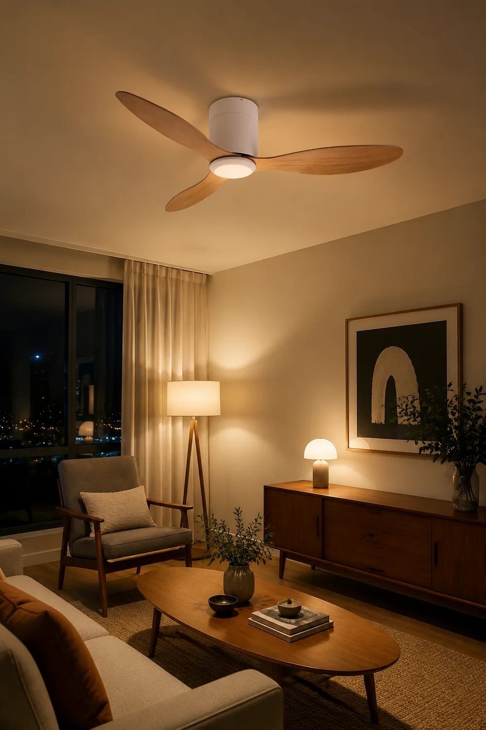 Walters Minimalist 3-Blade DC Ceiling Fan, White & Black, 51'' - Lumpaz