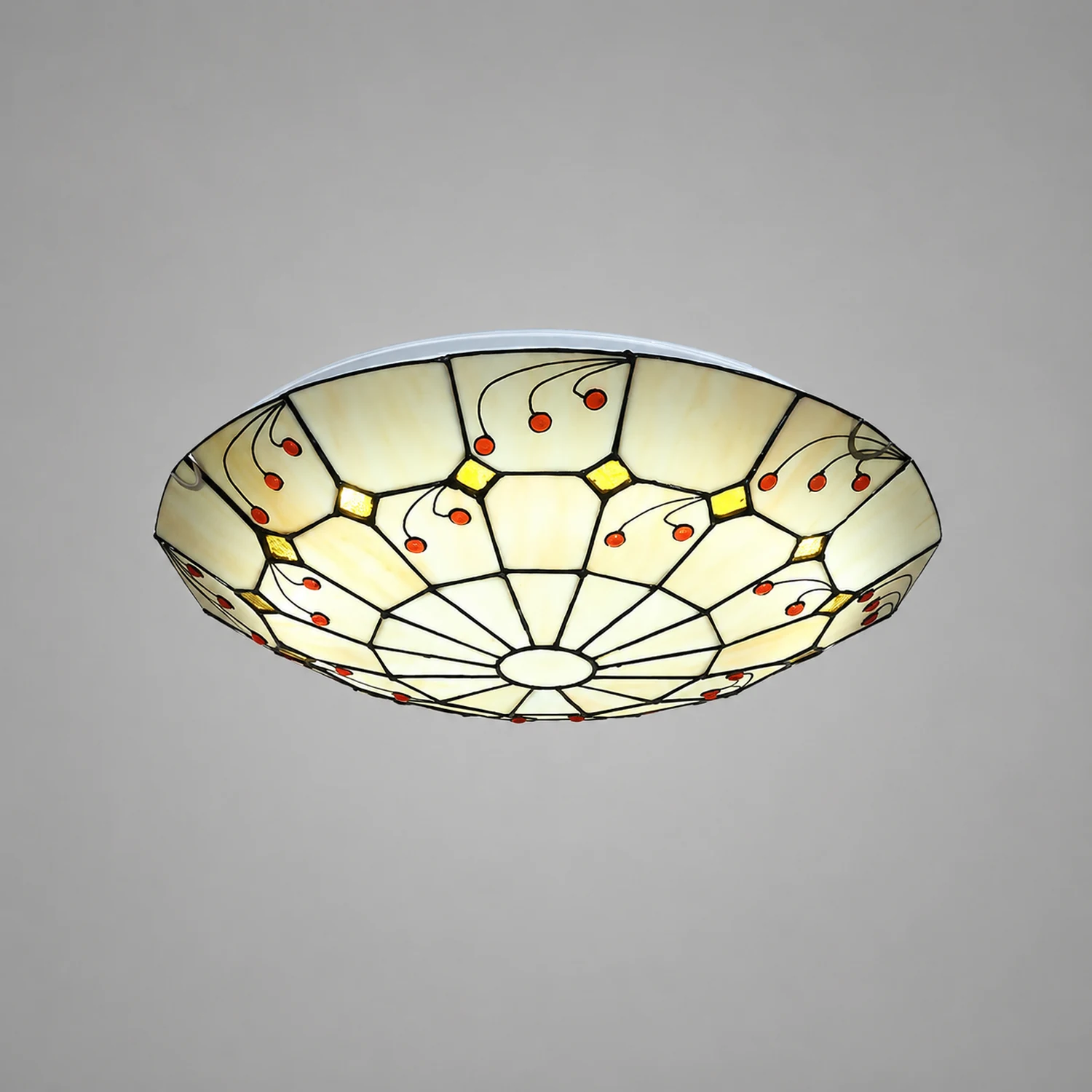 Eryn Rustic Glass Flush Mount Ceiling Light, White, Kitchen - Lumpaz