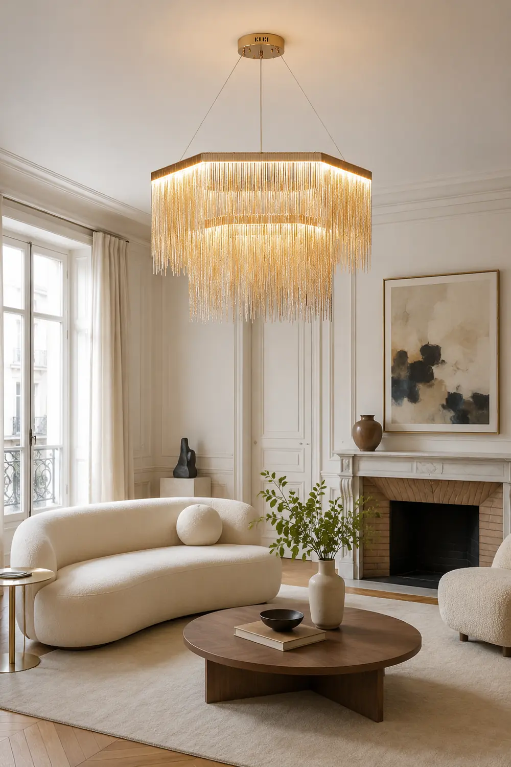 Colon Pendant Light Tassel Luxury, Chain Metal, Gold/Silver, Living Room - Lumpaz