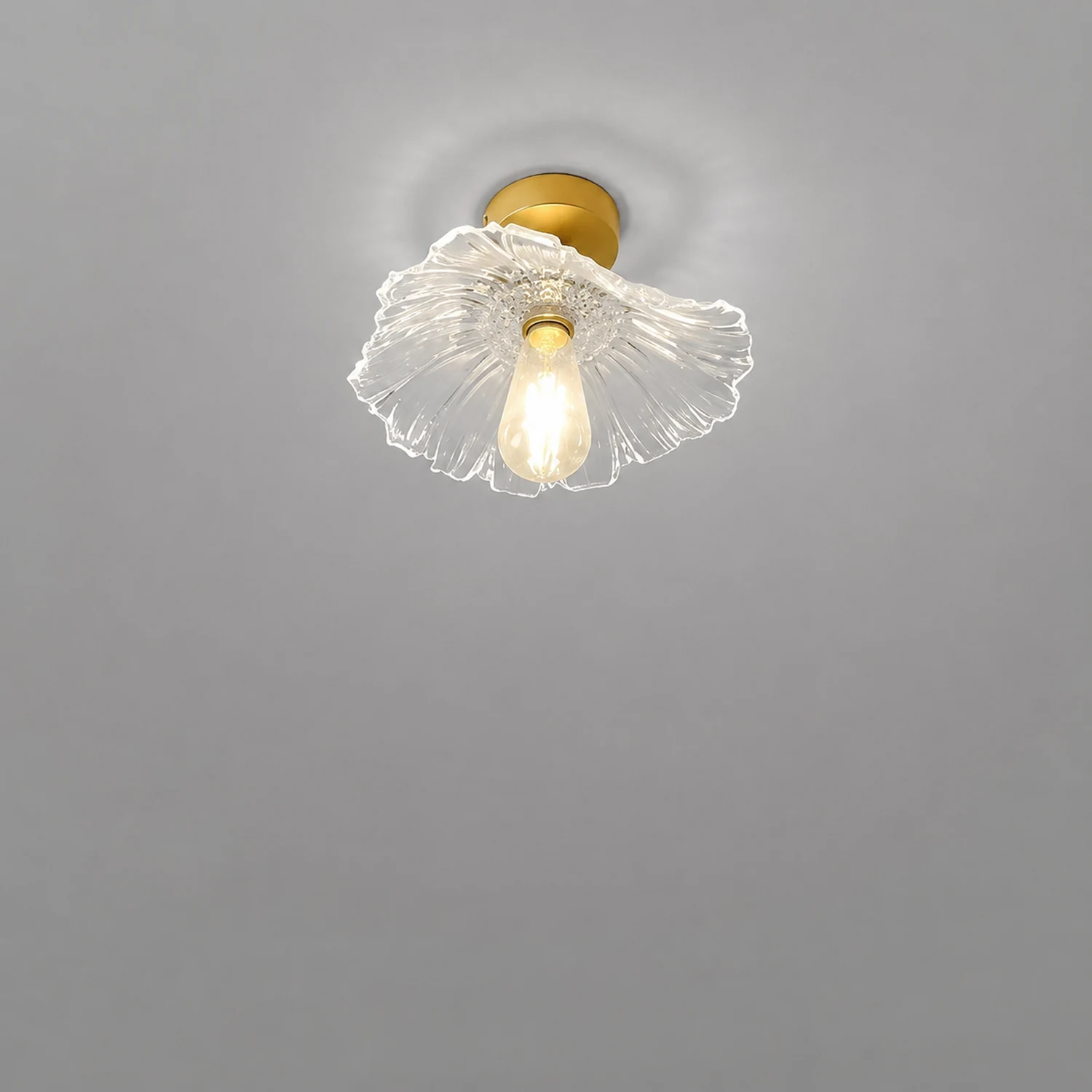 Carins Art Deco Flower Glass Flush Mount Ceiling Light Clear/Green - Lumpaz