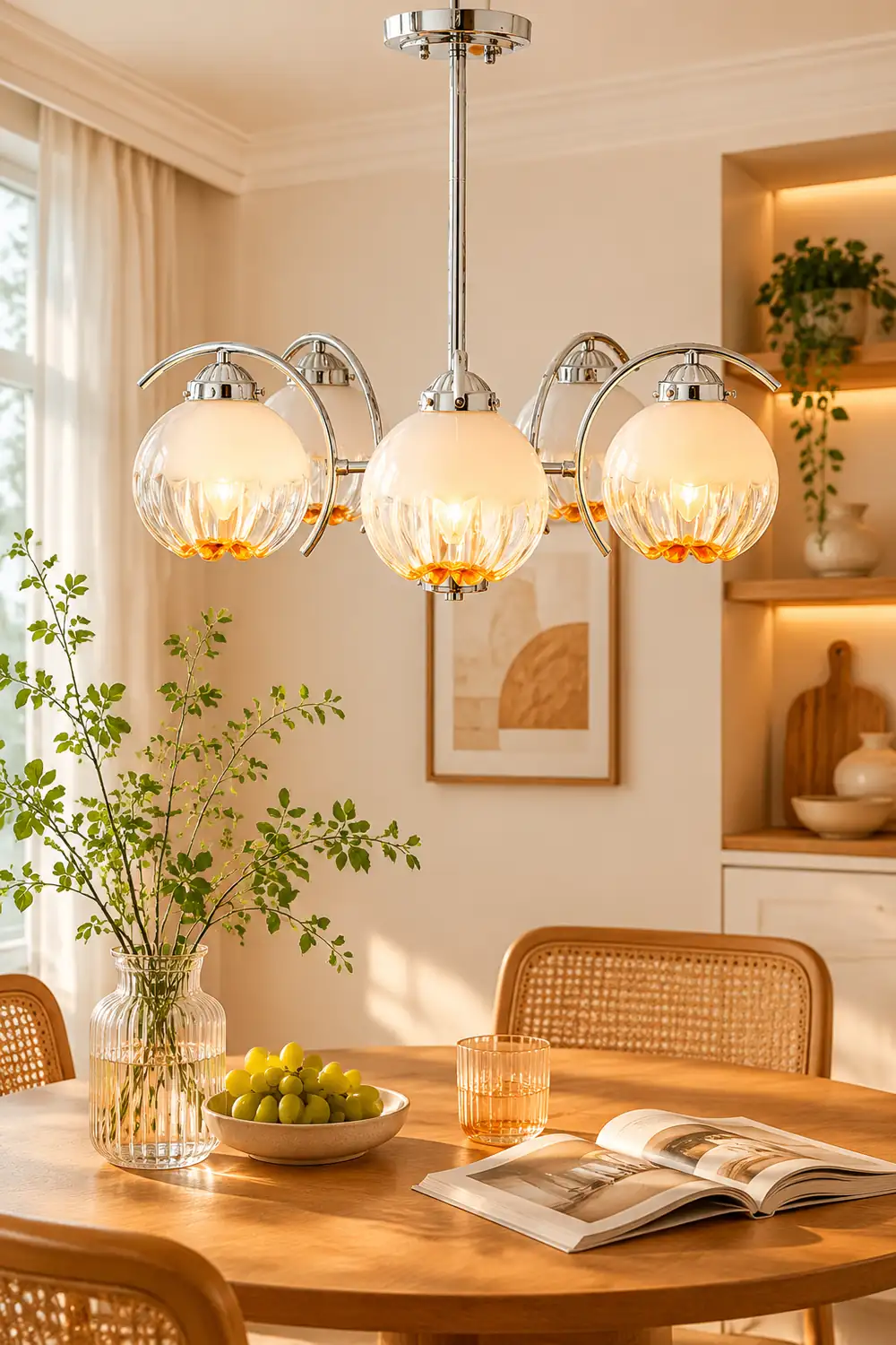 Hailie Pendant Light Gradient Flower Modern, Glass, White, Bedroom - Lumpaz