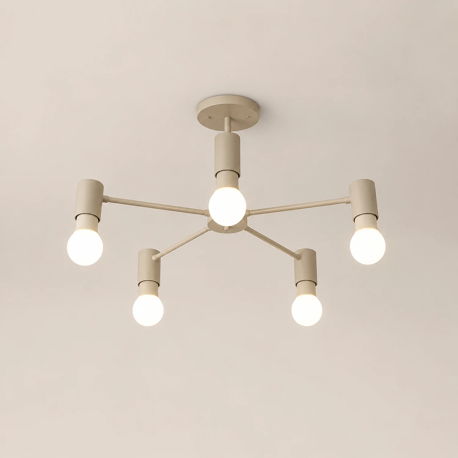 Valentina Industrial Semi Metal Flush Mount Ceiling Light, Black/White, Living Room - Lumpaz