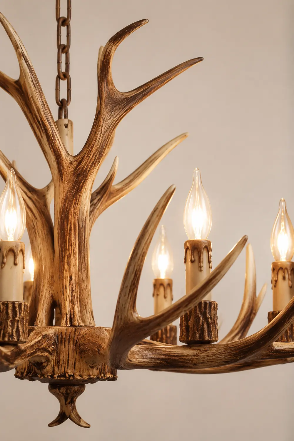 Austin Retro Deer Horn Resin Chandelier White Brown Coffee Living Room - Lumpaz