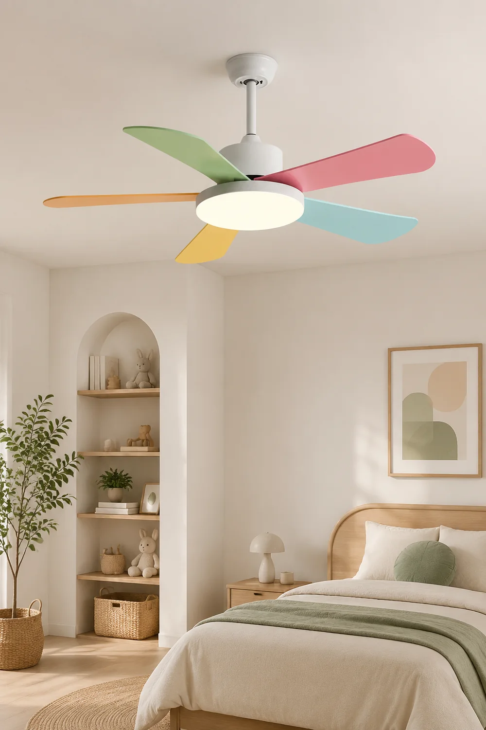 Morandi 5-Blade DC Colorful Ceiling Fan with Light, Summer, 41'' - Lumpaz