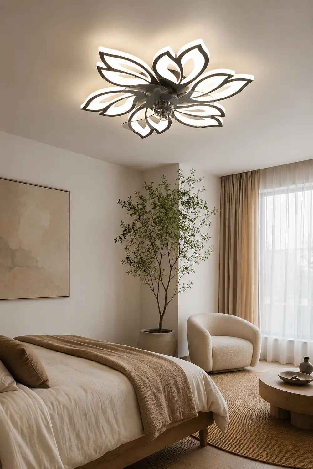 Hana Ceiling Fan with Light, 3 Color, L 26"/27"/31" - Lumpaz