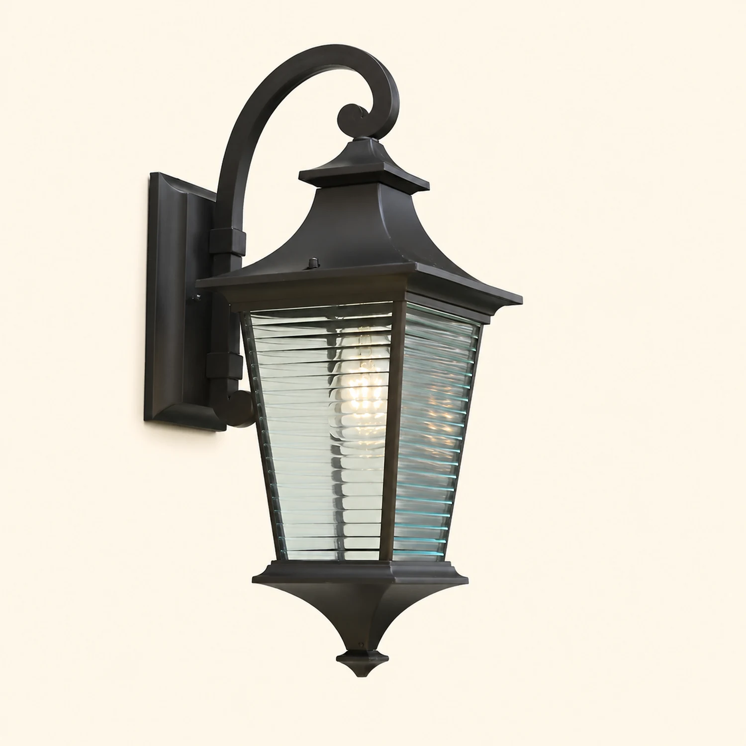 Retro Waterproof Creative Stripes Glass Shade Modern Outdoor Wall Light - Lumpaz