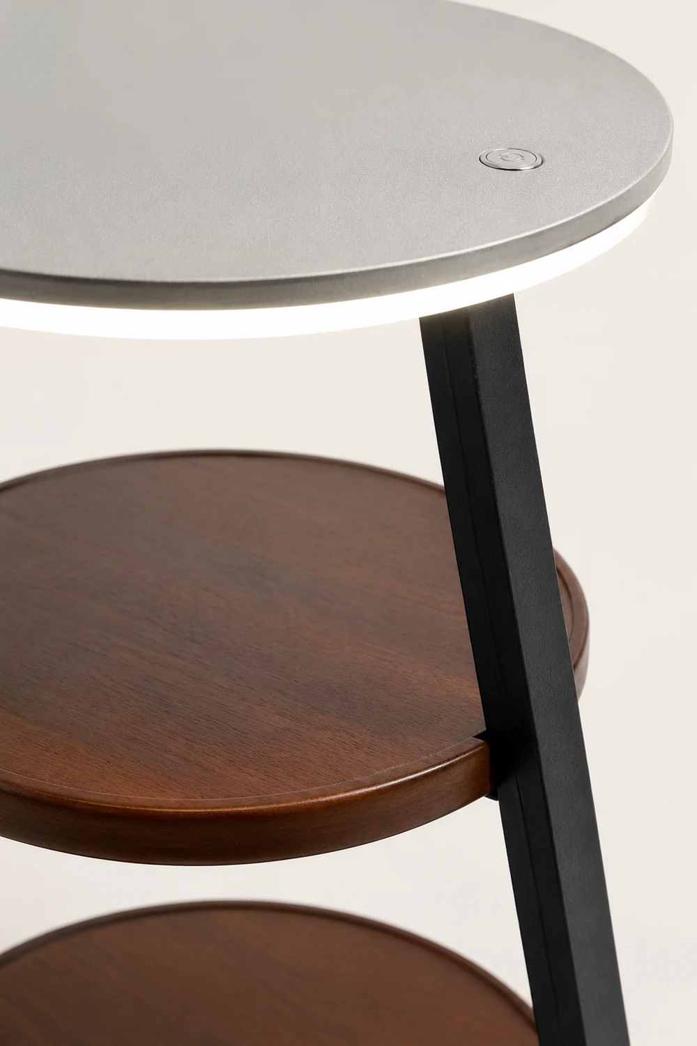 Ozawa Natural Round Wood Floor Lamp With Table Bedroom - Lumpaz