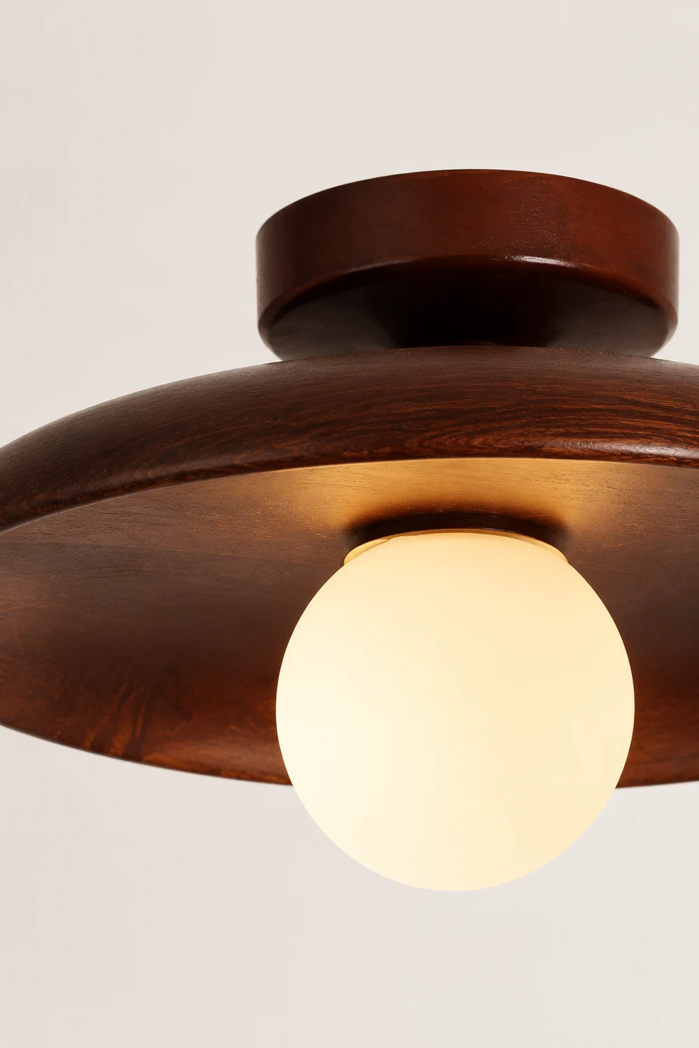 Carins Modern Round Flush Mount Ceiling Light Wood Walnut Bedroom - Lumpaz