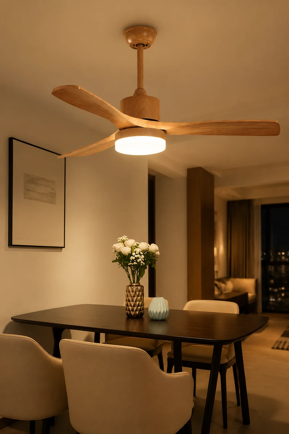 Ozawa Wooden Ceiling Fan Light, DIA 52'' - Lumpaz