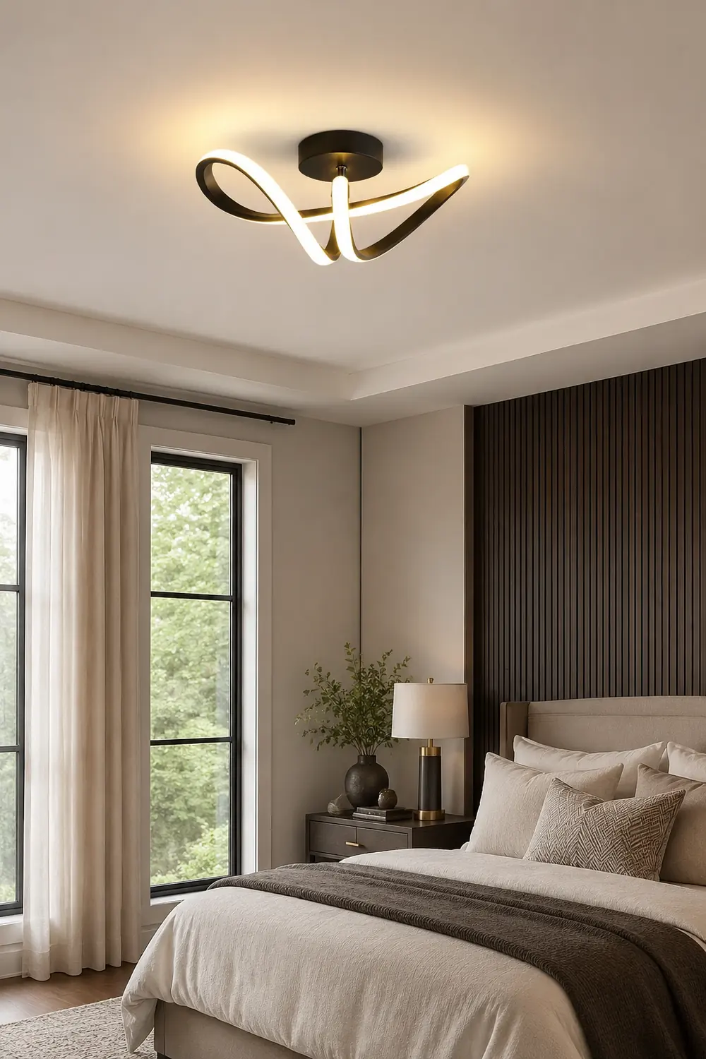 Lacey Modern Flush Mount Ceiling Light, Black/Gold - Lumpaz