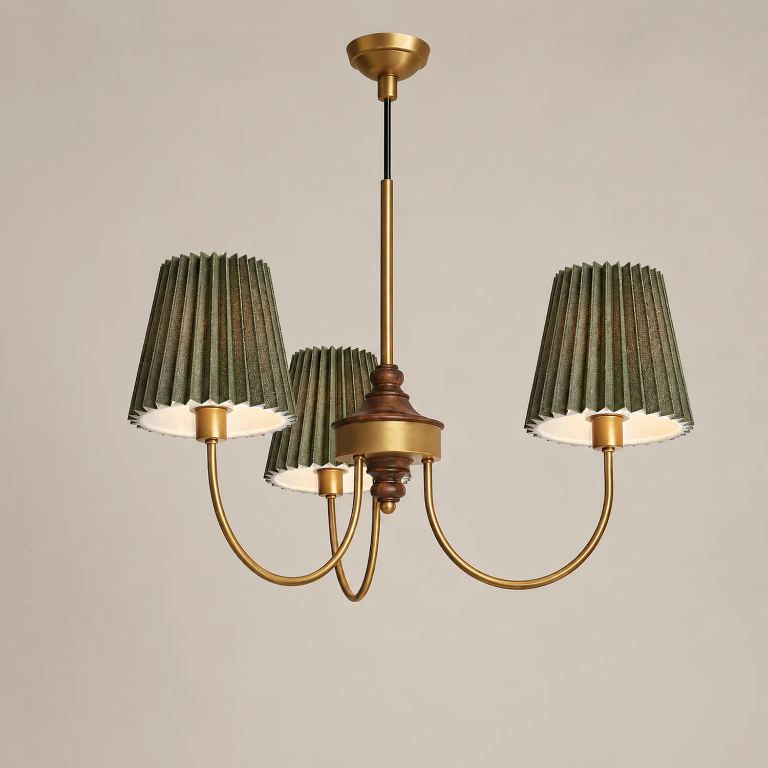 Eryn Modern Retro Metal/Fabric Chandelier, White/Green - Lumpaz