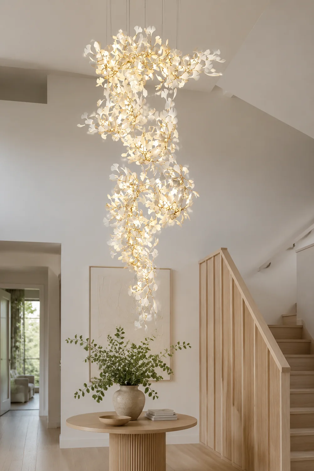 Ophelia Modern Leaf Chandelier Metal/Ceramic Bedroom/Living Room - Lumpaz