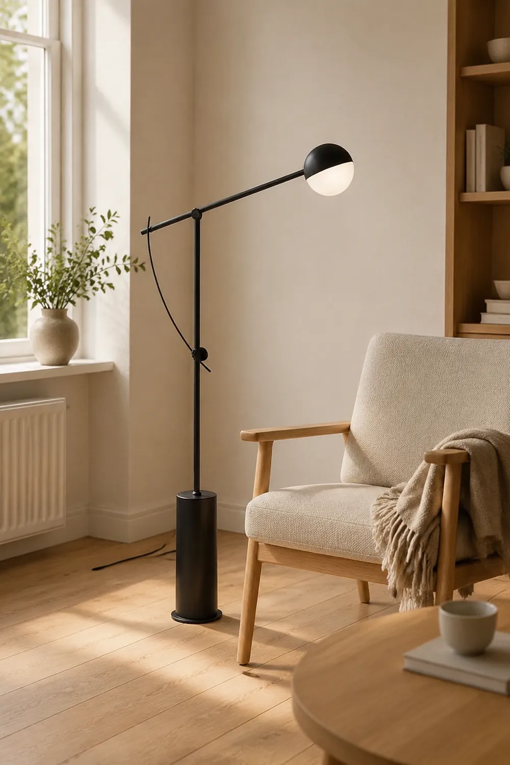 Salgado Modern Globe Metal Floor Lamp, Black - Lumpaz