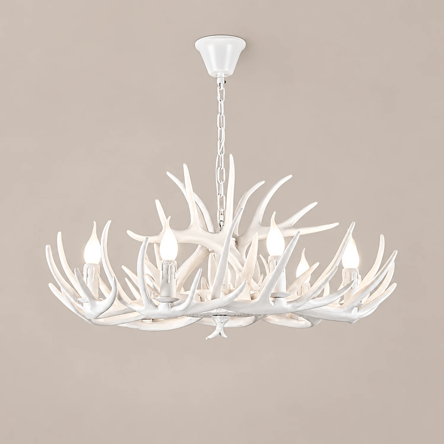 Austin Retro Deer Horn Resin Chandelier White Brown Coffee Living Room - Lumpaz