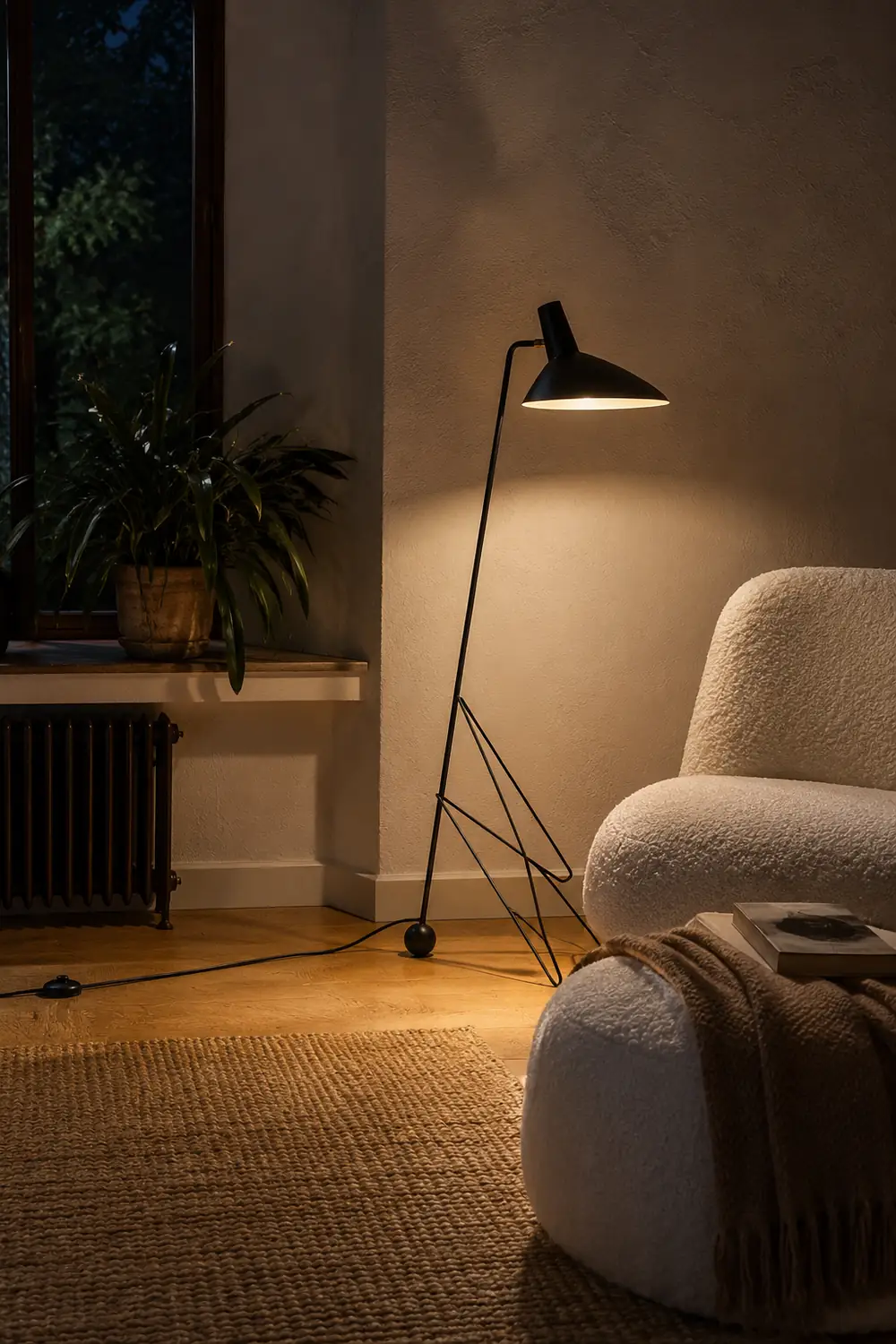 Salgado Modern Minimalist Geometric Tripod Metal Floor Lamp, Black - Lumpaz