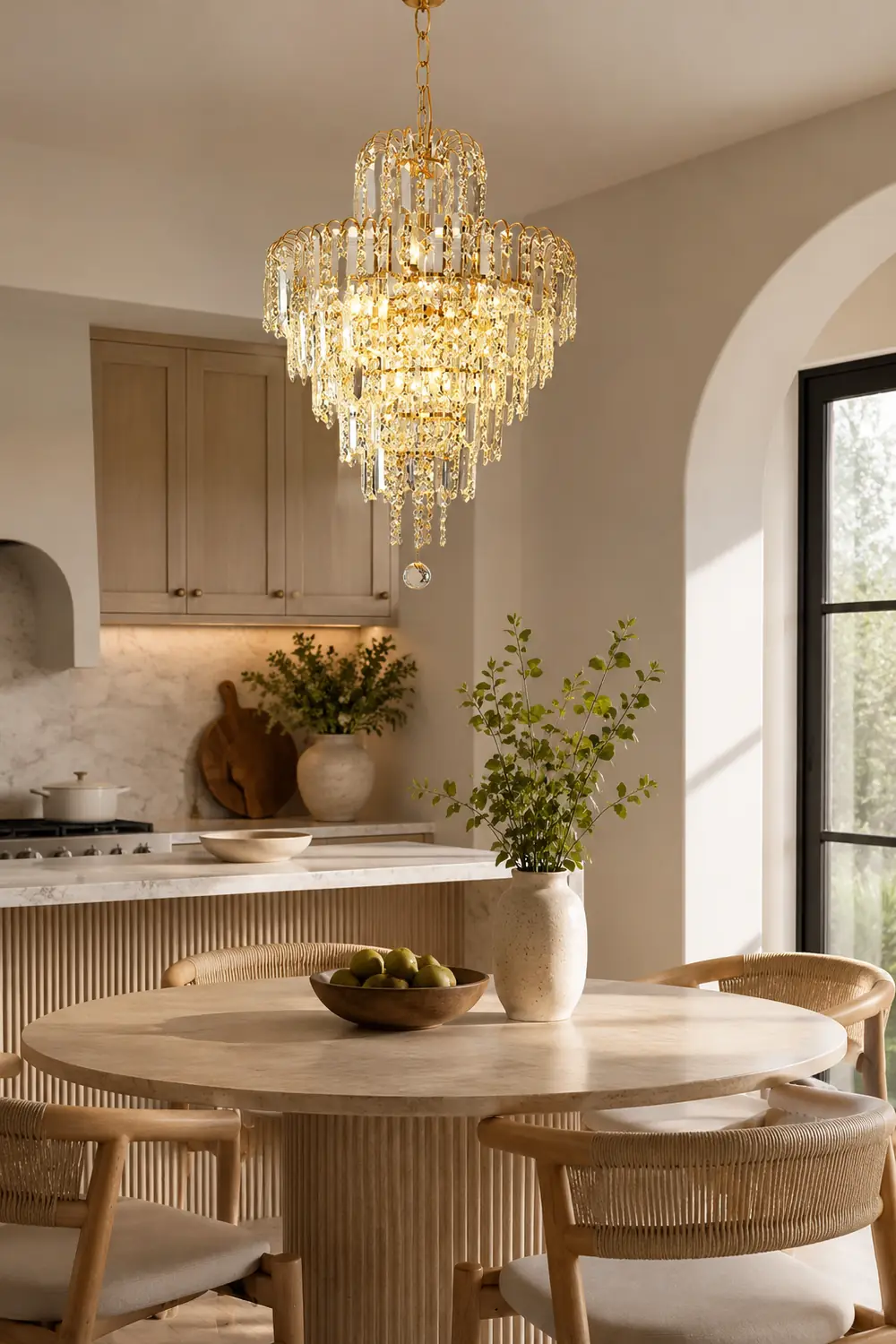 Marilyn Luxury 5 Layers Tassel Crystal Chandelier Gold - Lumpaz