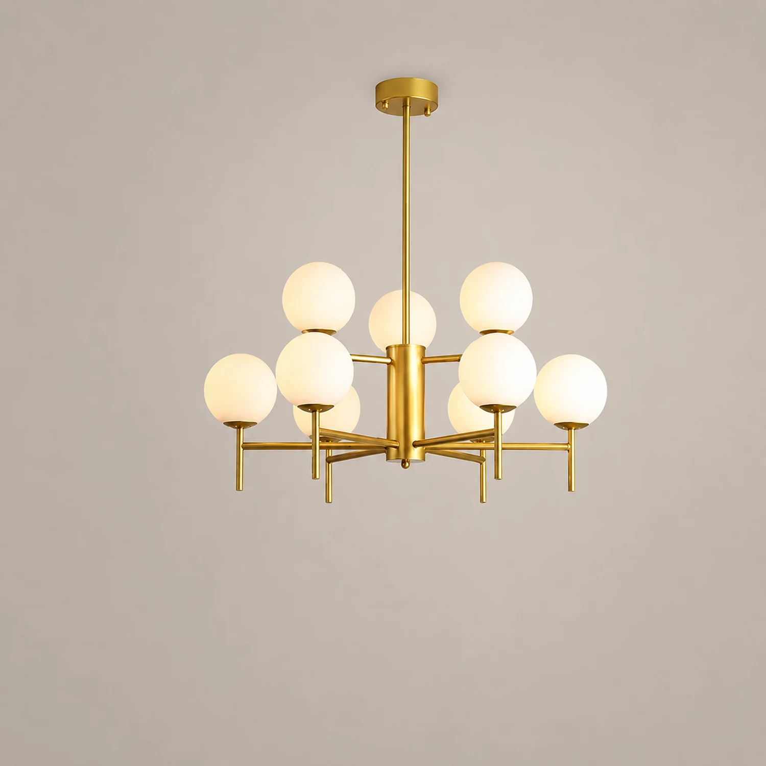 Valentina Modern Ball Glass/Metal Chandelier, Black/Gold - Lumpaz