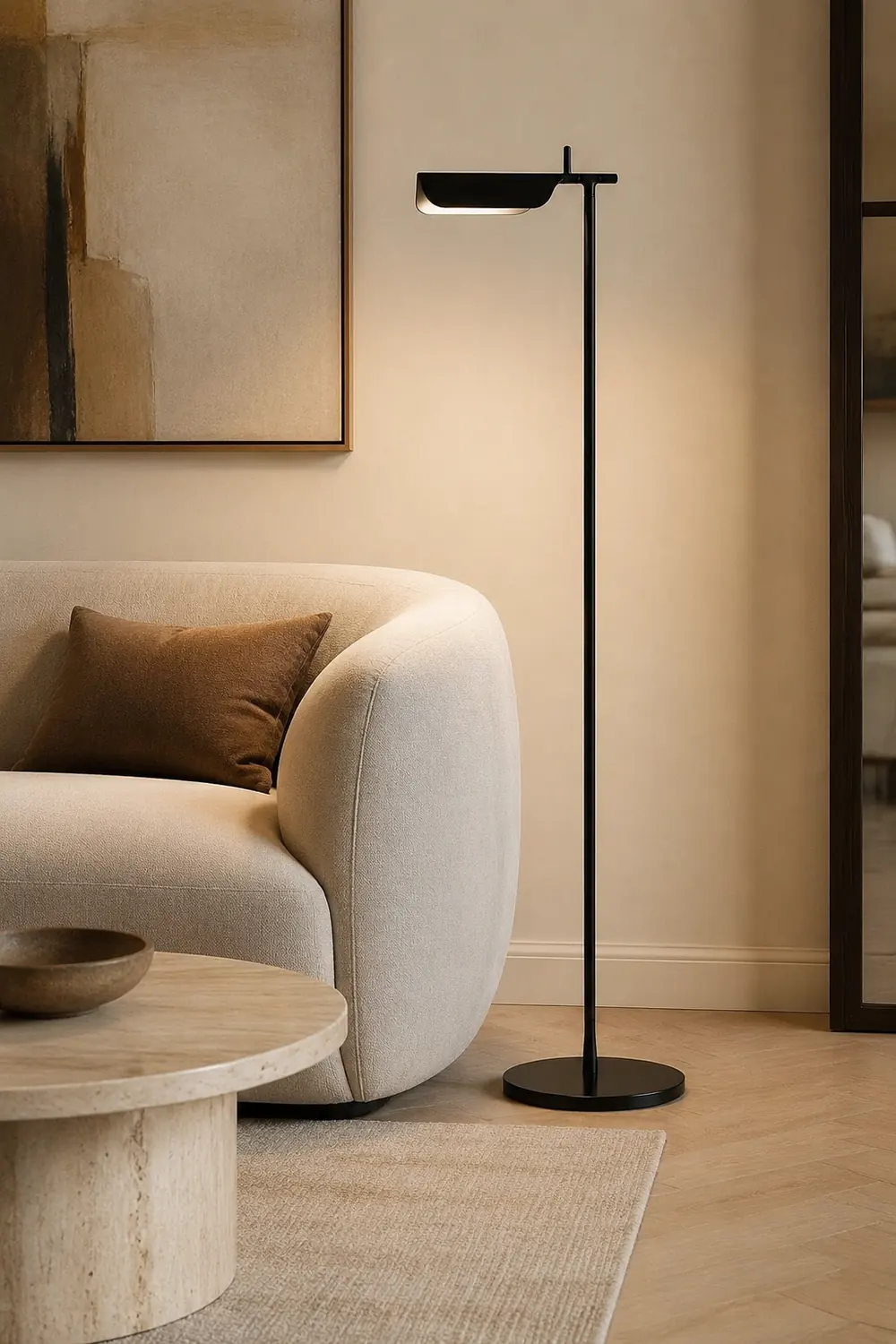 Edge Floor Lamp Right-angle Linear Minimalist, Metal, Black, Living Room - Lumpaz