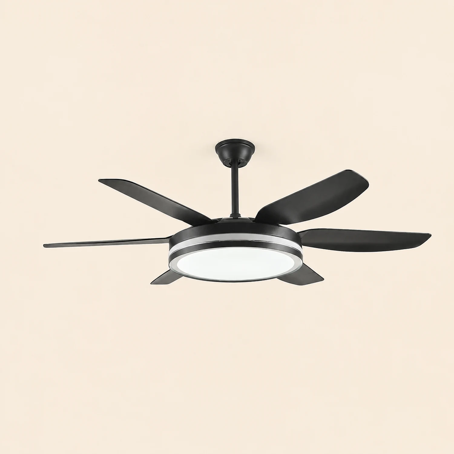 Haydn 6-Blade Modern Basic DC Ceiling Fan with Light, Black & White, 51'' - Lumpaz