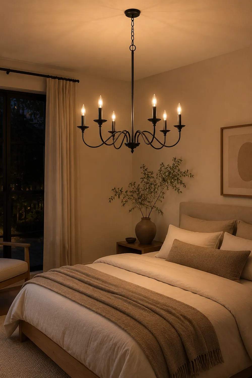 Silva Modern LED Chandelier Black Metal Bedroom Living Room - Lumpaz