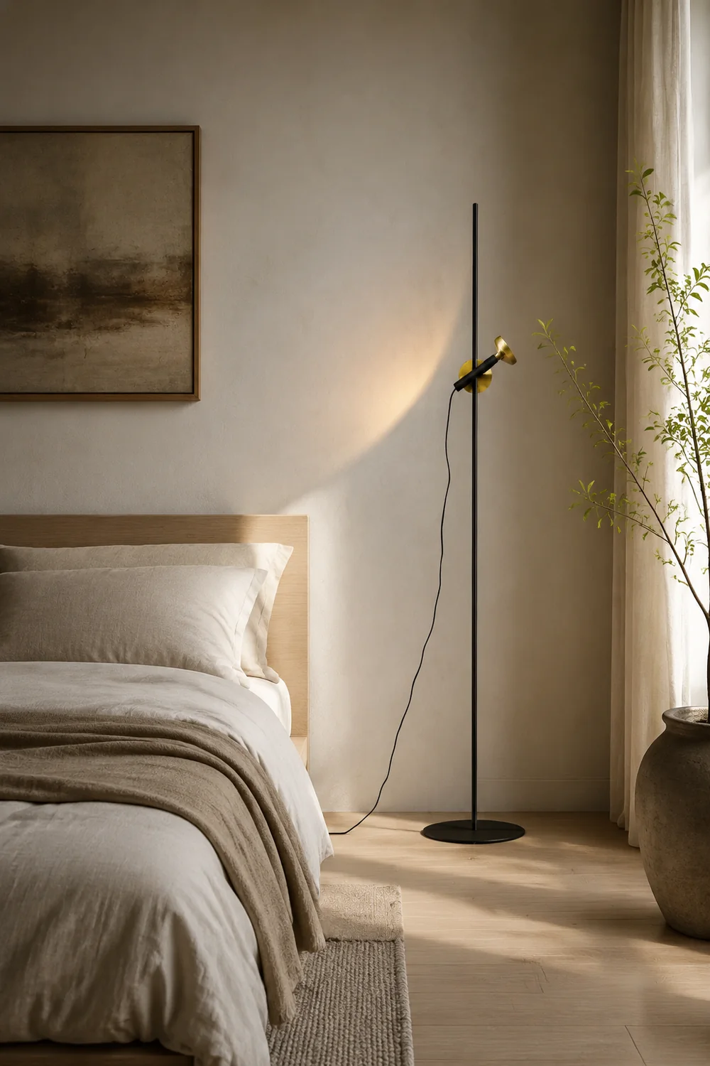 Salgado Modern Minimalist Metal Projector Floor Lamp, Black - Lumpaz