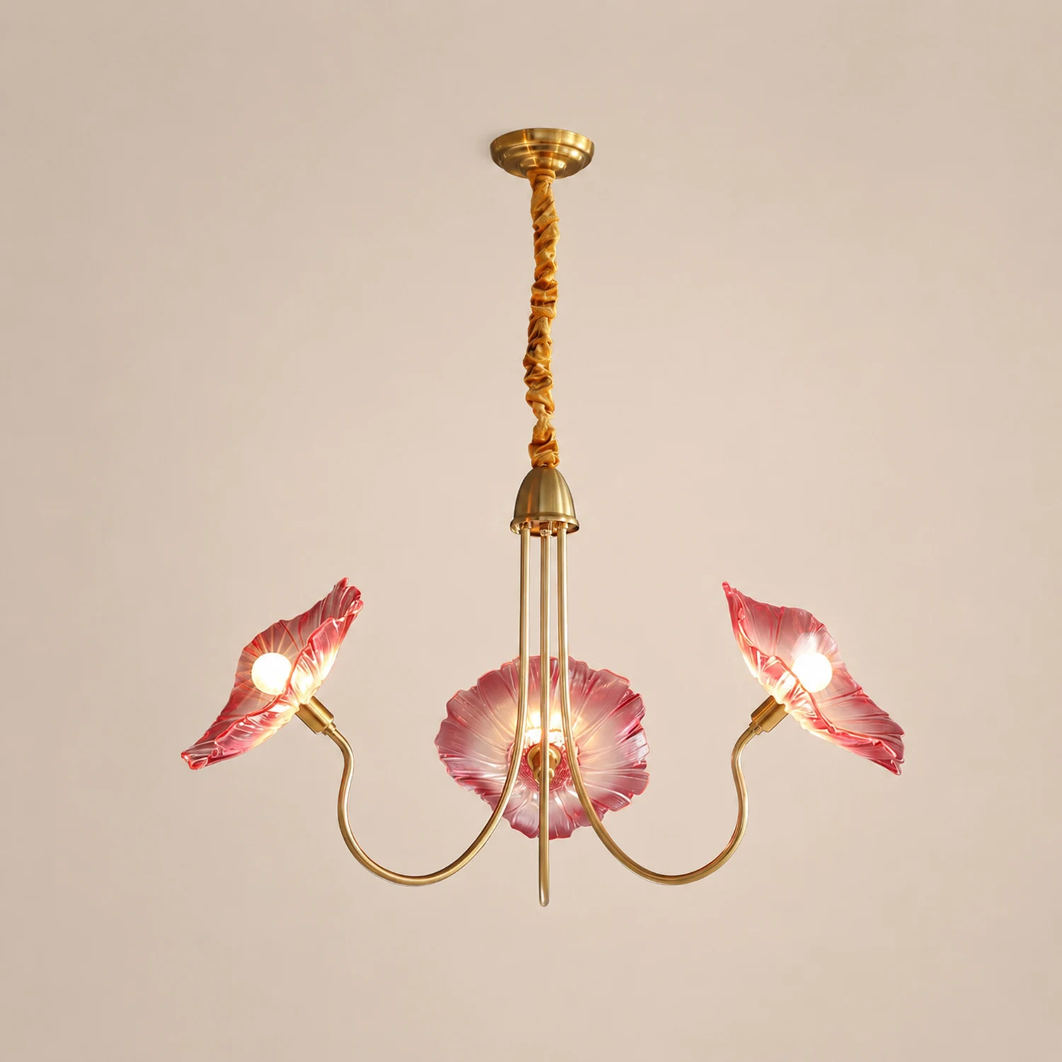 Bella Modern Flower Art Deco Metal/Glass Chandelier Pink Bedroom - Lumpaz