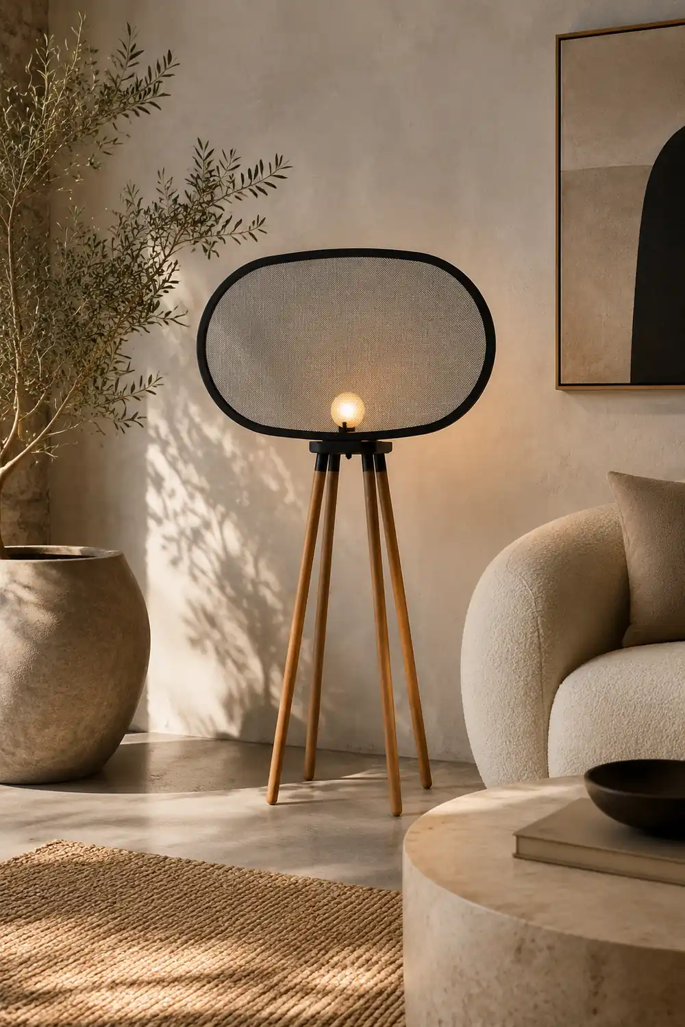 Cooley Modern Design Minimalistic Floor Lamp, Metal & Wood - Lumpaz