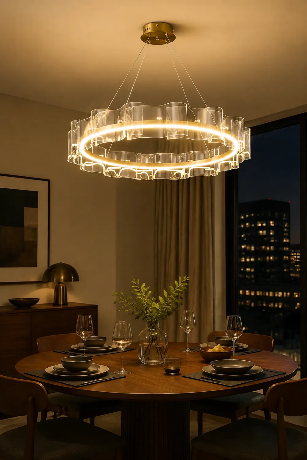 Evette Creative Ring Metal/Arcylic Pendant Light, Gold - Lumpaz