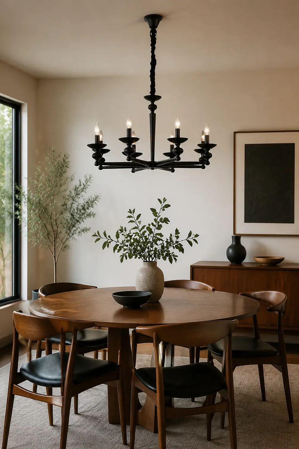Alessio Retro Candle Wall Lamp/Black Chandelier for Living Room, Dining Room - Lumpaz