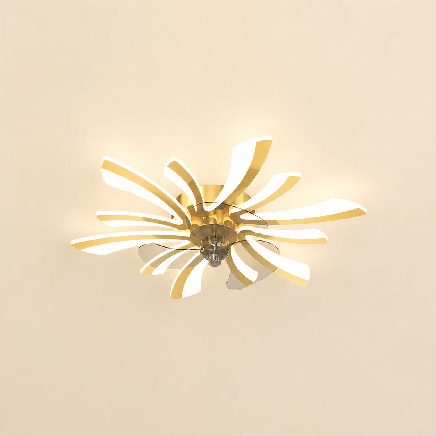 Hana Modern Flower Ceiling Fan with Light, 3 Color, L 25.5"/27"/31"/35.5" - Lumpaz