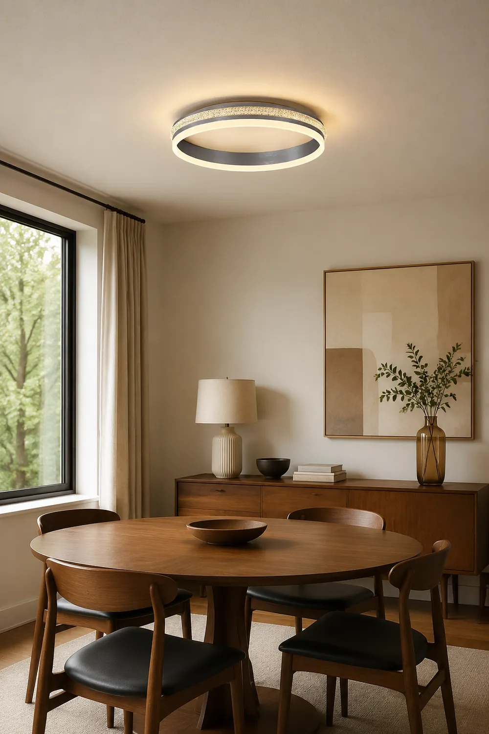 Quinn Modern Ring Metal/Acrylic Flush Mount Ceiling Lights, Silver - Lumpaz