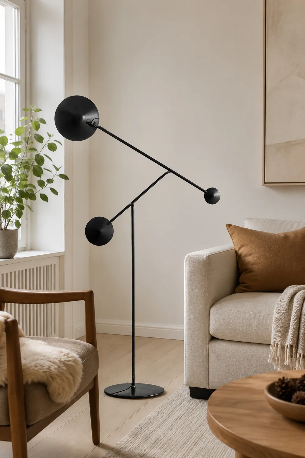 Avi Post Modern Metal Floor Lamp, Black - Lumpaz
