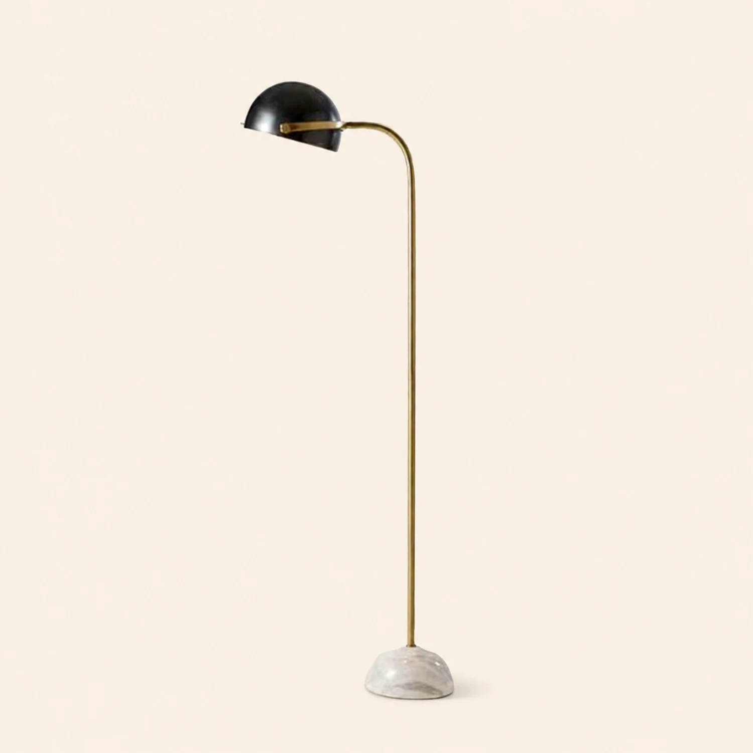 Eryn Floor Lamp Semi Circular Retro/Minimalist, Metal/Marble, Black, Bedroom - Lumpaz