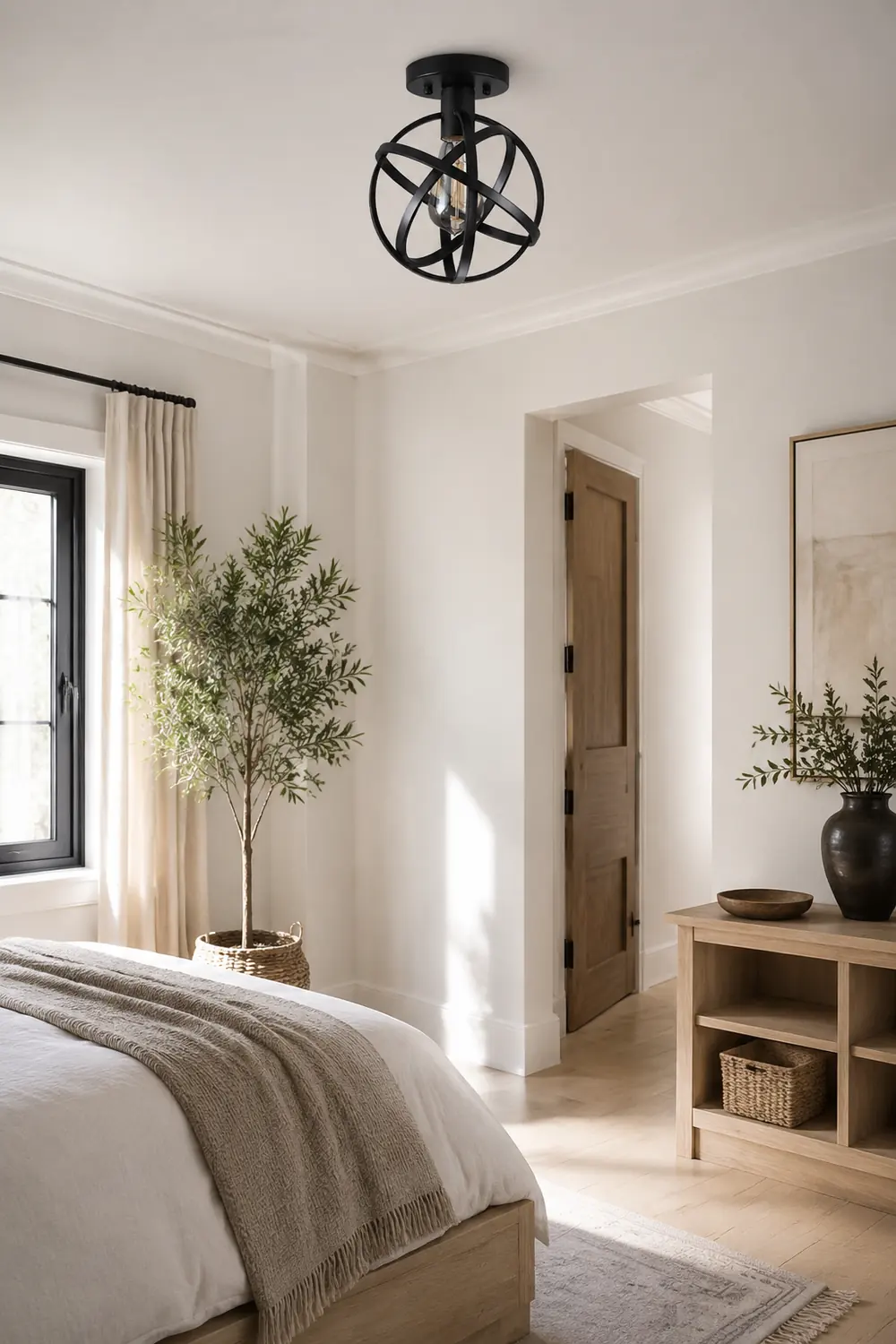 Herbert Retro Globe Lantern Metal Flush Mount Ceiling Light, Balck - Lumpaz