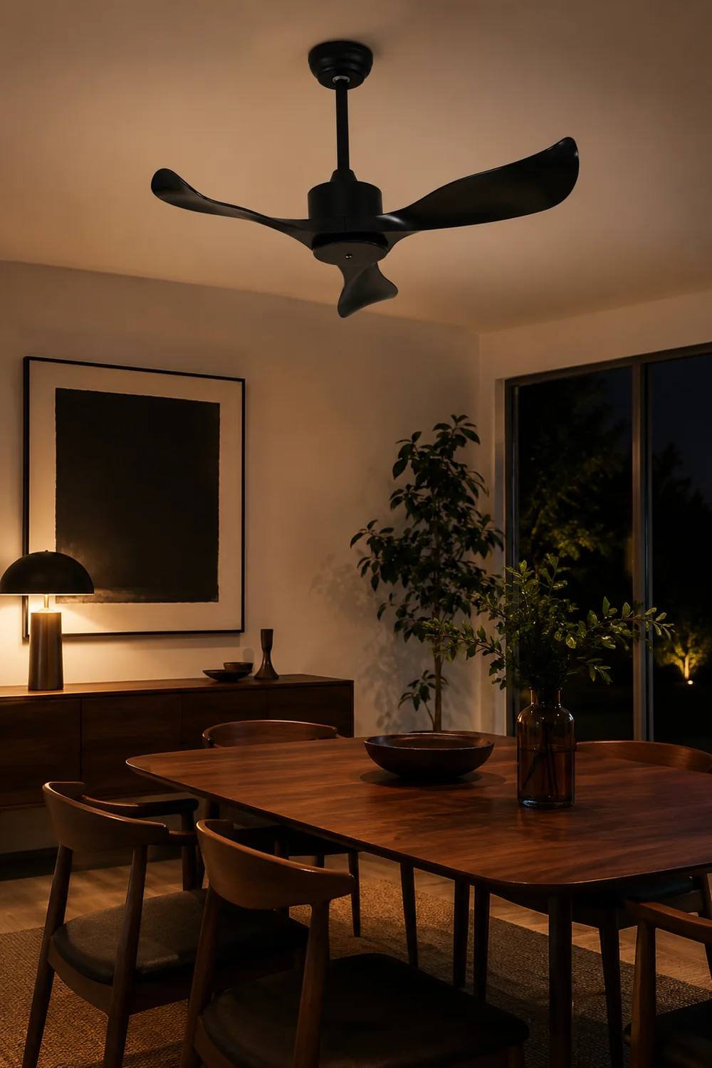 Haydn 3-Blade Modern DC Ceiling Fan, Black & White, 42''/52'' - Lumpaz
