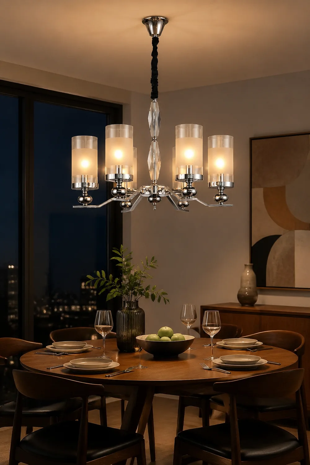 Alessio Retro Silver Metal/Glass Chandelier/Wall Lamp, Living Room - Lumpaz