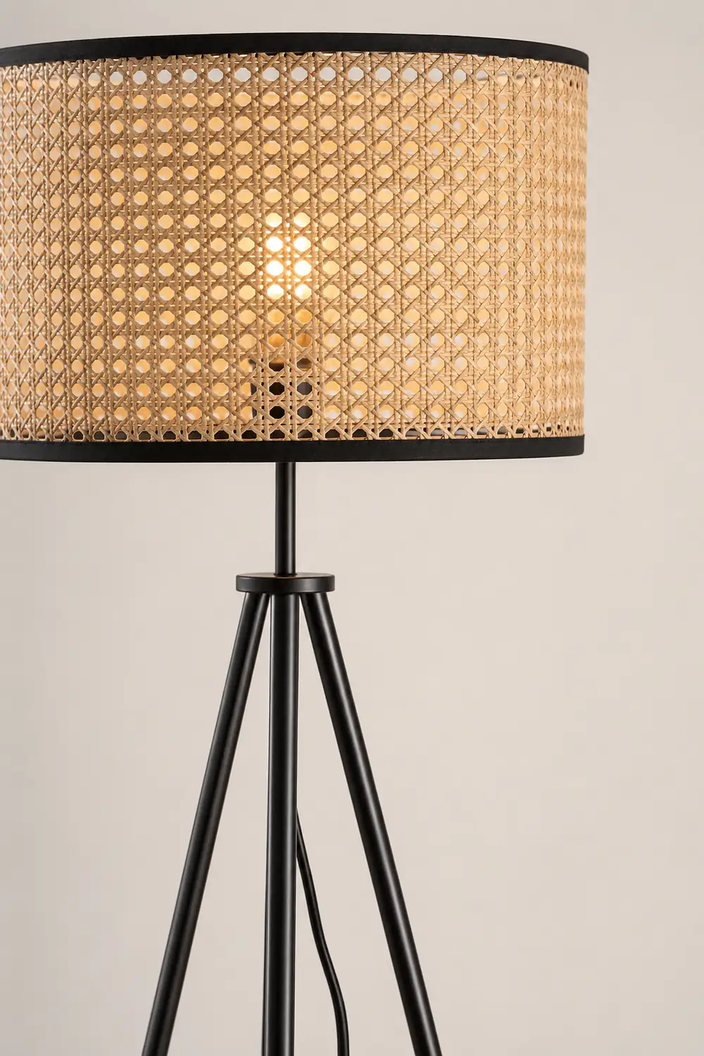 Ritta Natural Tripod Floor Lamp, Rattan/Willow Weave - Lumpaz
