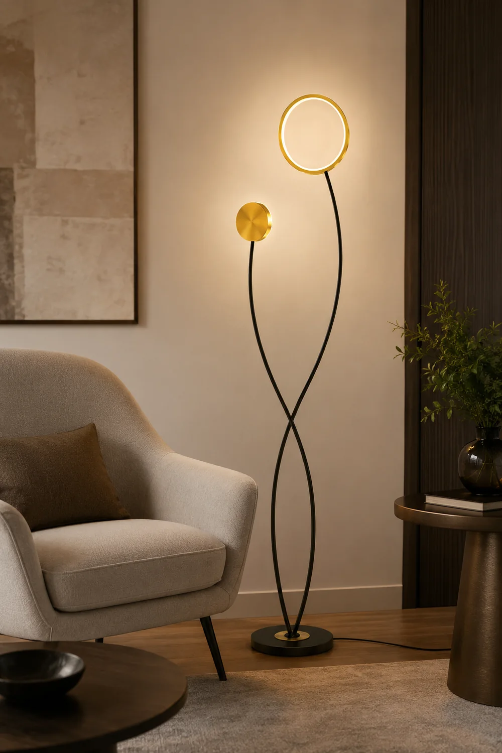 Modern Wave Double Head Metal Acrylic Floor Lamp - Lumpaz