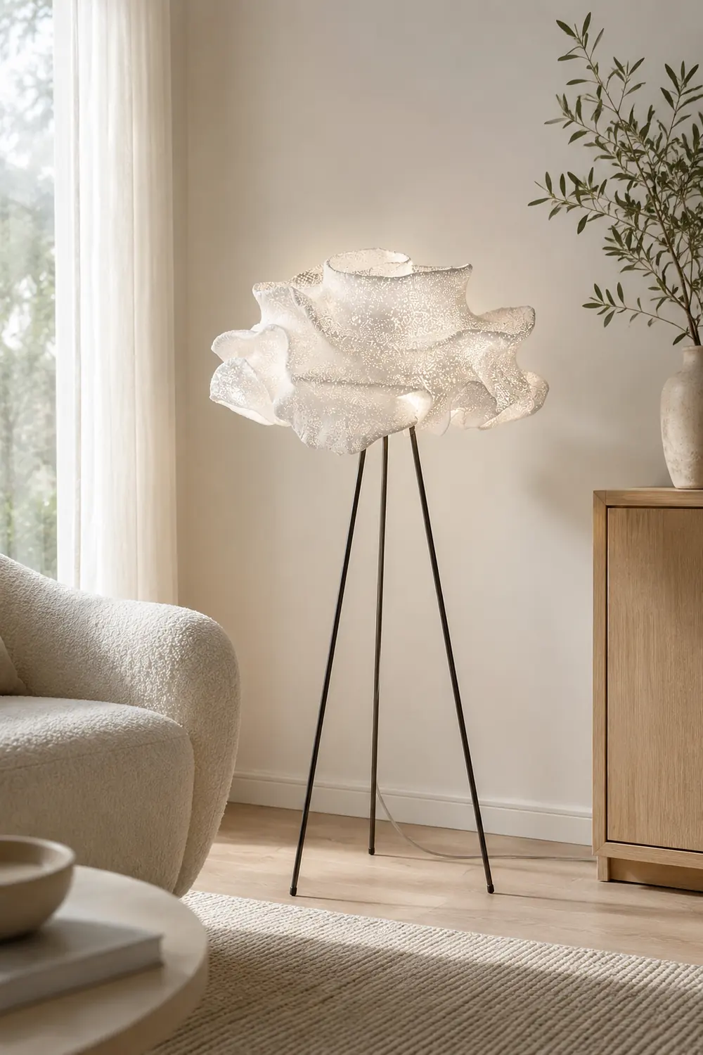 Renée Artistic Cloud Floor Lamp, White, Living Room/Bedroom - Lumpaz