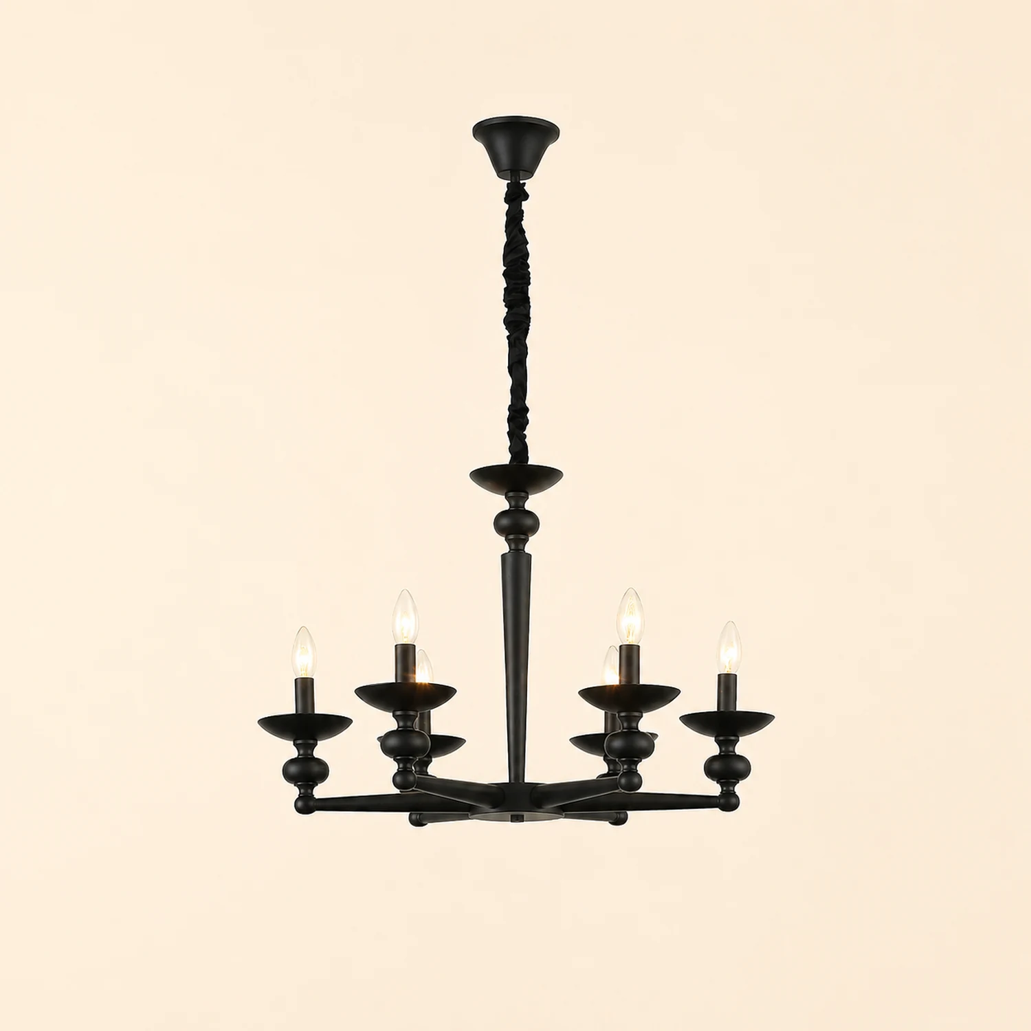 Alessio Retro Candle Wall Lamp/Black Chandelier for Living Room, Dining Room - Lumpaz