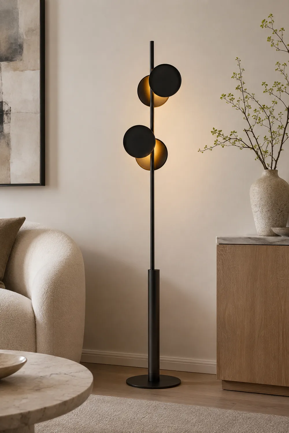 Salgado Nordic Round Metal 2 Bulb Floor Lamp Living Room - Lumpaz