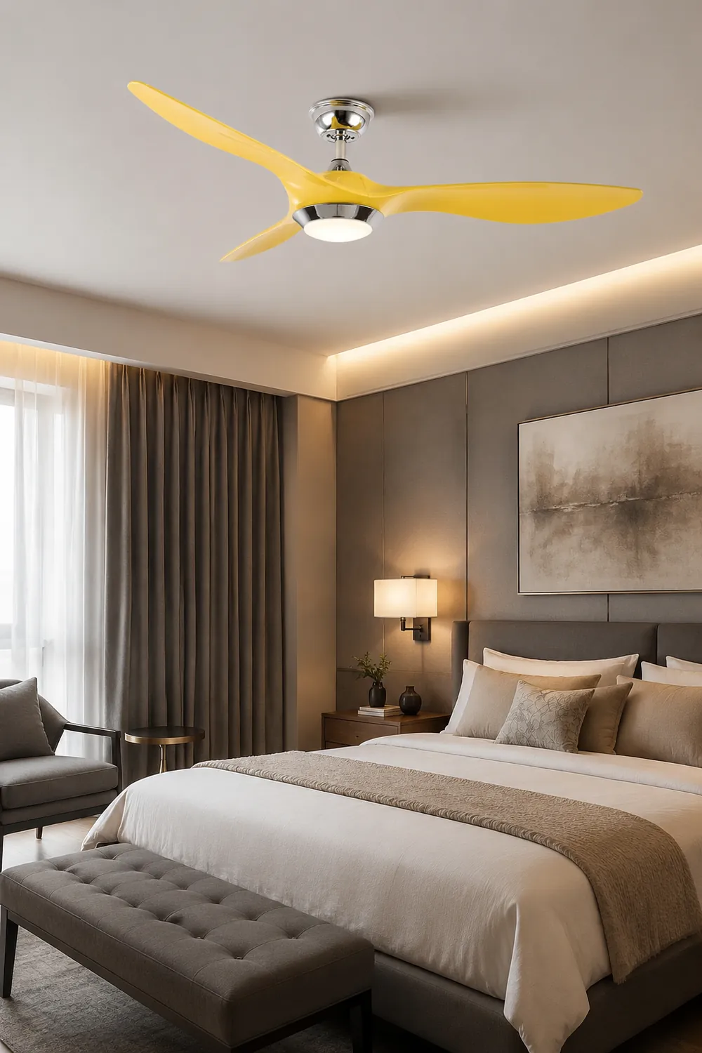 Garner 3-Blade Black & Yellow Ceiling Fan with Light, DIA 52'' - Lumpaz