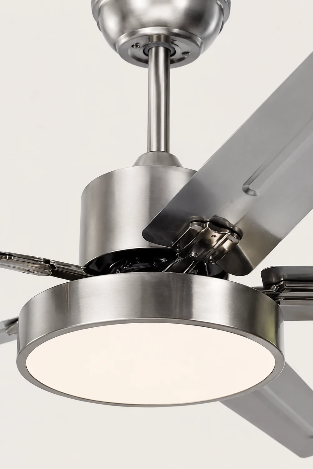 Haydn 5-Blade Industrial Silver DC Ceiling Fan Light, 52'' - Lumpaz