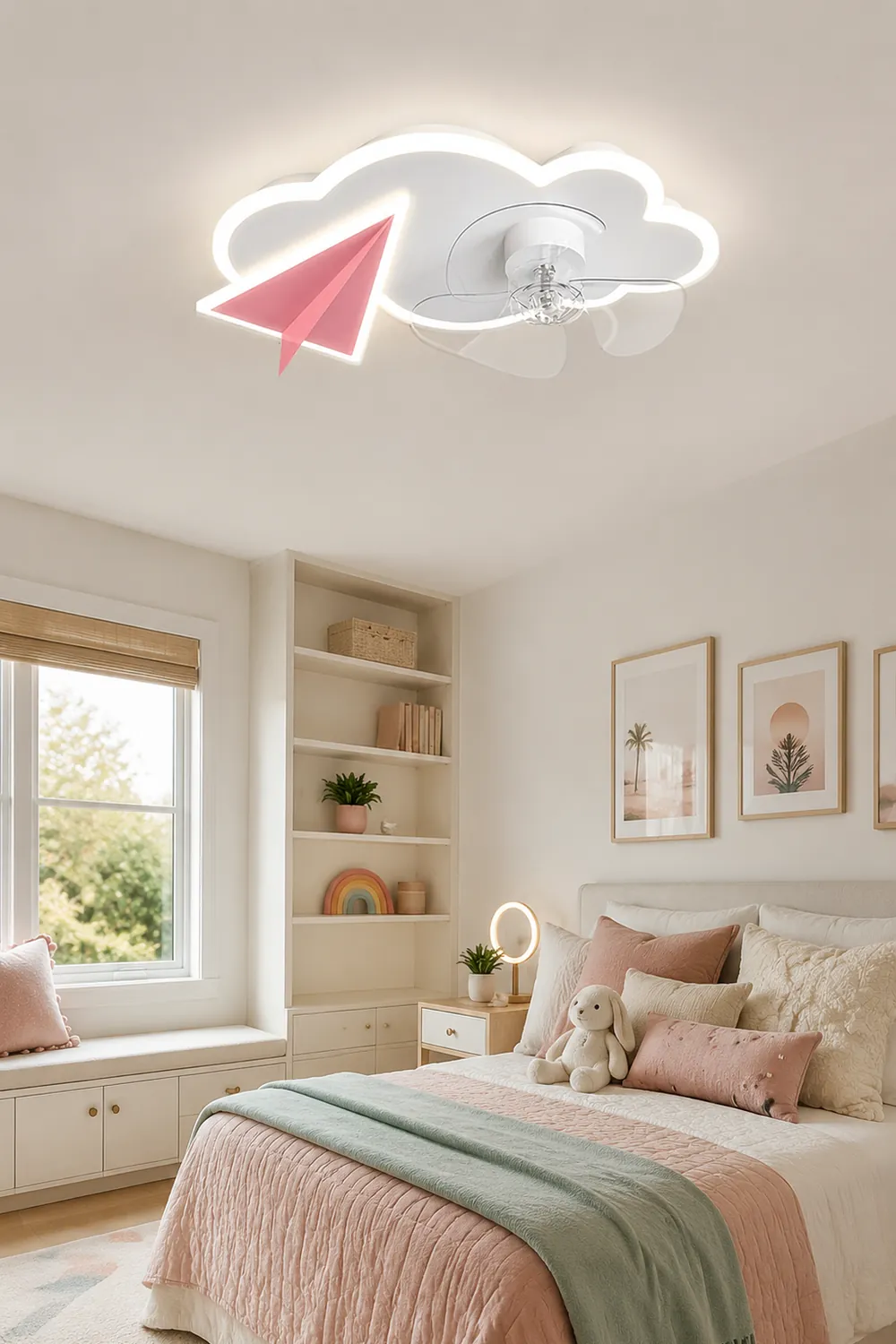 Minori Cloud & Plane Ceiling Fan With Light, 2 Colors, L 20.8''/22.8" - Lumpaz