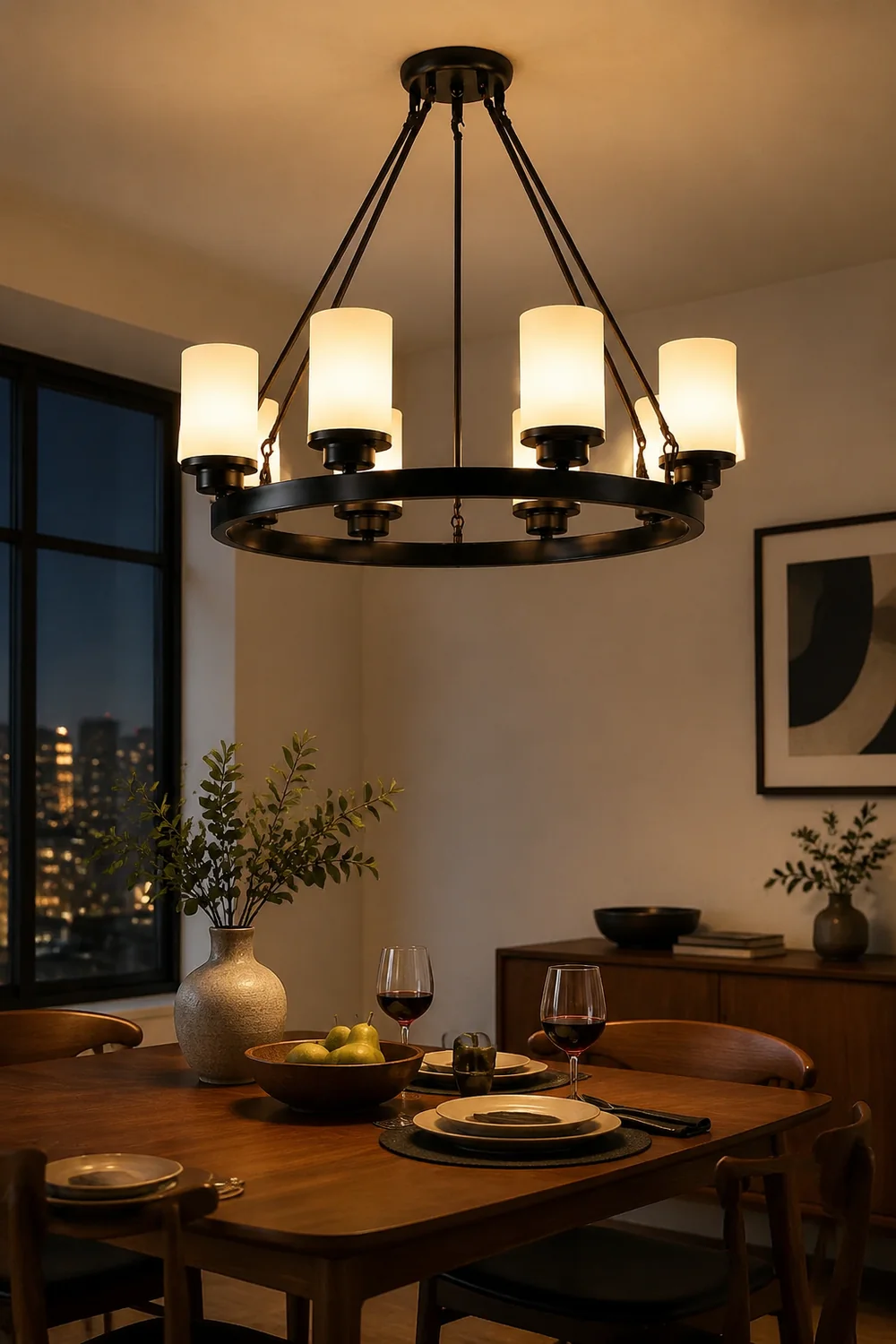 Alessio Retro Black Metal/Glass Chandelier for Living Room - Lumpaz