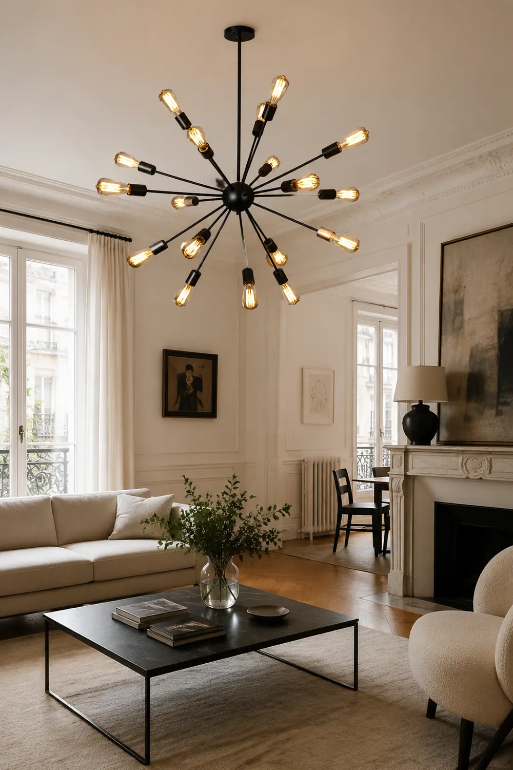 Alessio Industrial Chandelier Black Restaurant Dining Room Metal - Lumpaz