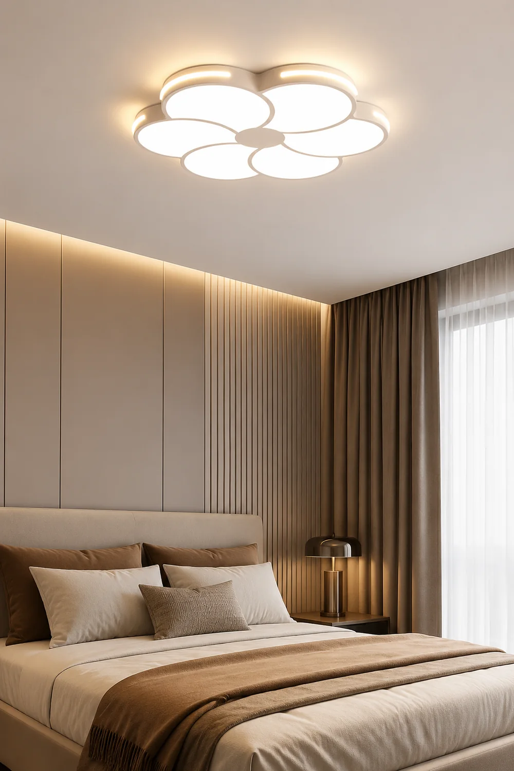 Hana Modern Flower Metal/Acrylic Flush Mount Ceiling Light, White - Lumpaz