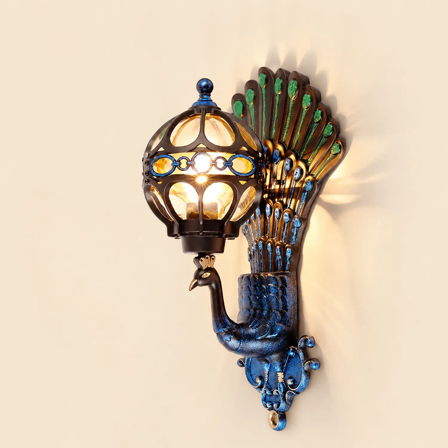 Waterproof Retro Peacocks Aluminum European Style Outdoor Wall Light - Lumpaz