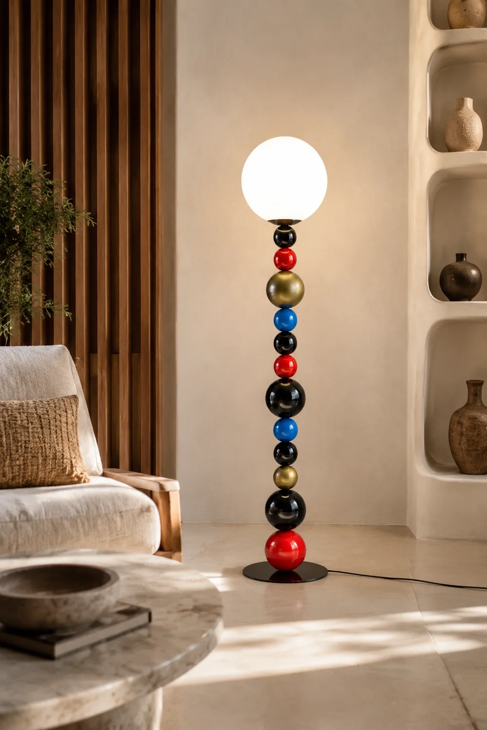Morandi  Modern Ball Metal Colorful  Floor Lamp, Red/Green - Lumpaz