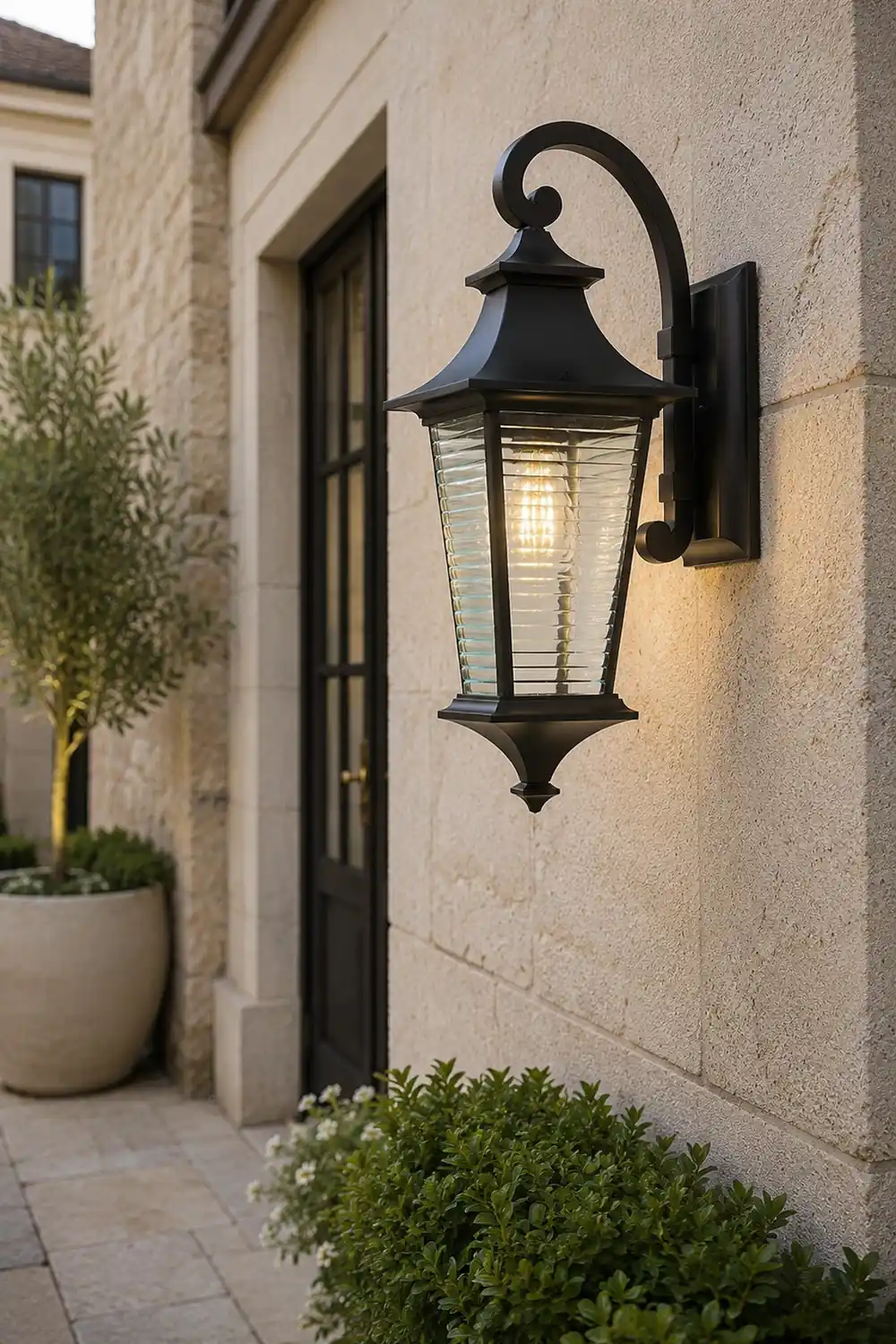 Retro Waterproof Creative Stripes Glass Shade Modern Outdoor Wall Light - Lumpaz
